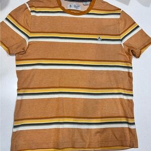 Original Penguin Men’s Striped Tan & Yellow Crewneck Tee